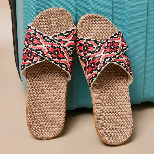 SOLARA | SUMMER LINEN FLAT SANDALS