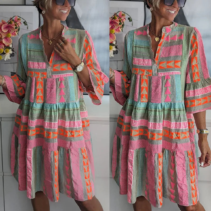 VERA | ETHNIC BELL SLEEVE DRESS