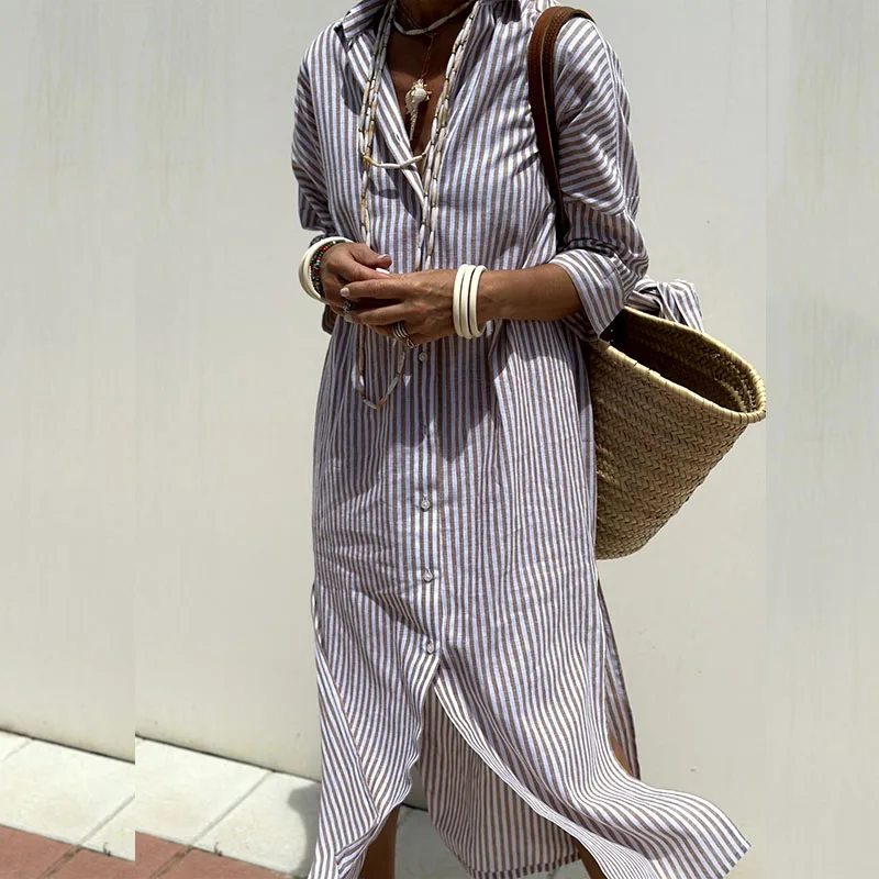 PENNY | STRIPED SHIRT DRESS